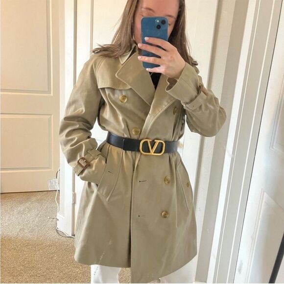 BURBERRY Tan Vintage Nova Check Fall Pea Trench Coat Sz. Small - Picture 5 of 11